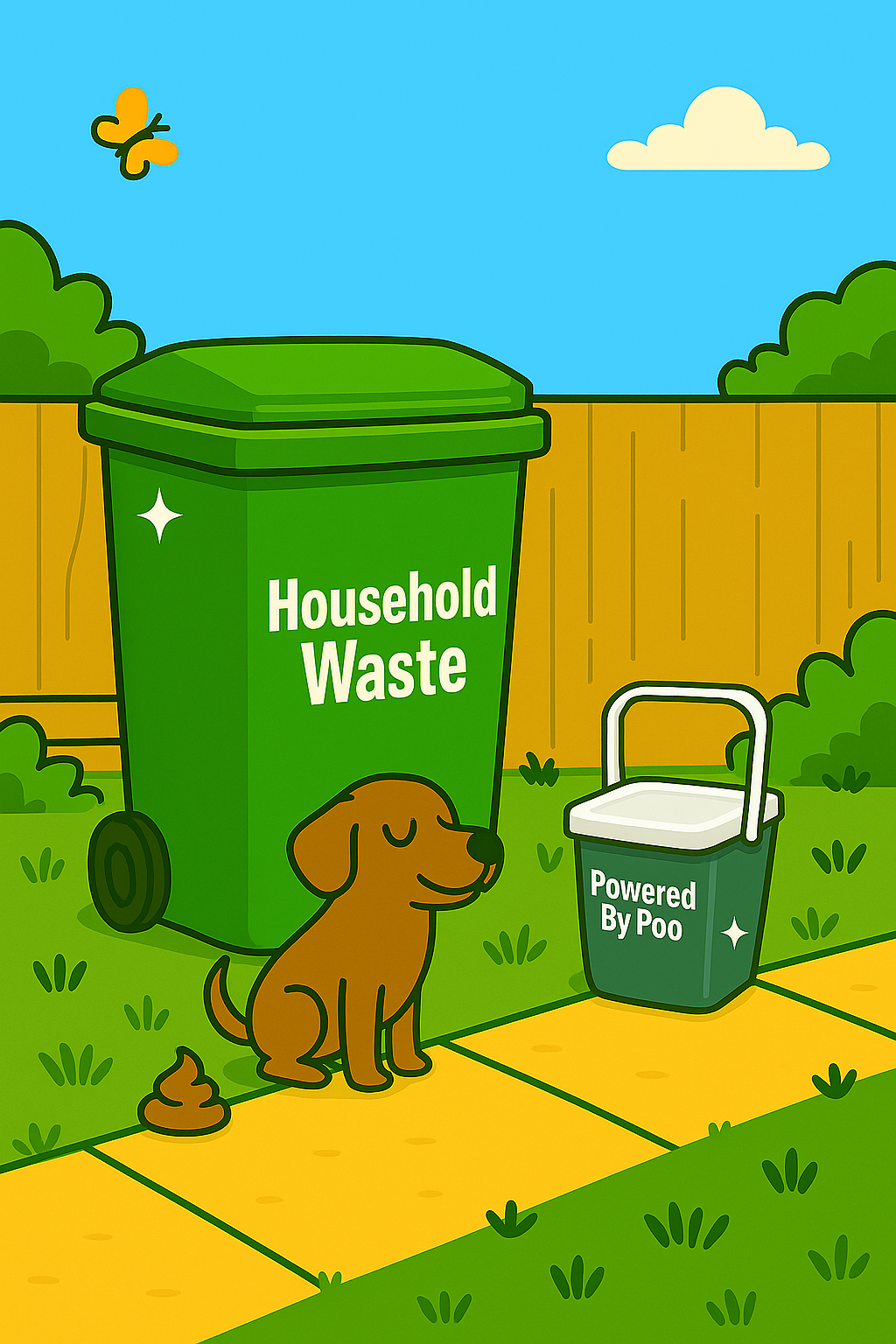 Clean bin after using Powered by Poo